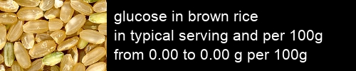 glucose in brown rice information and values per serving and 100g